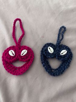 Crochet Heart Ornaments key/bag