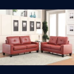 Brand New 2 Pcs Sofa Set Sofa 72 x 32 x 33h Love 59 x 32 x 33H Available in  Red Faux Leather Beige, Dark Grey or Brown Fabric Price: $449 FREE LOCAL 