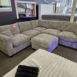 Brand New SECTIONAL 4 PCS GREY CORDUROY $649