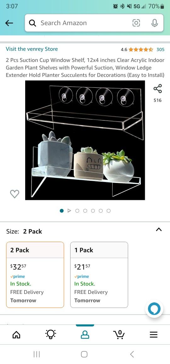 Suction Cup Plant Shelf - 5 Left
