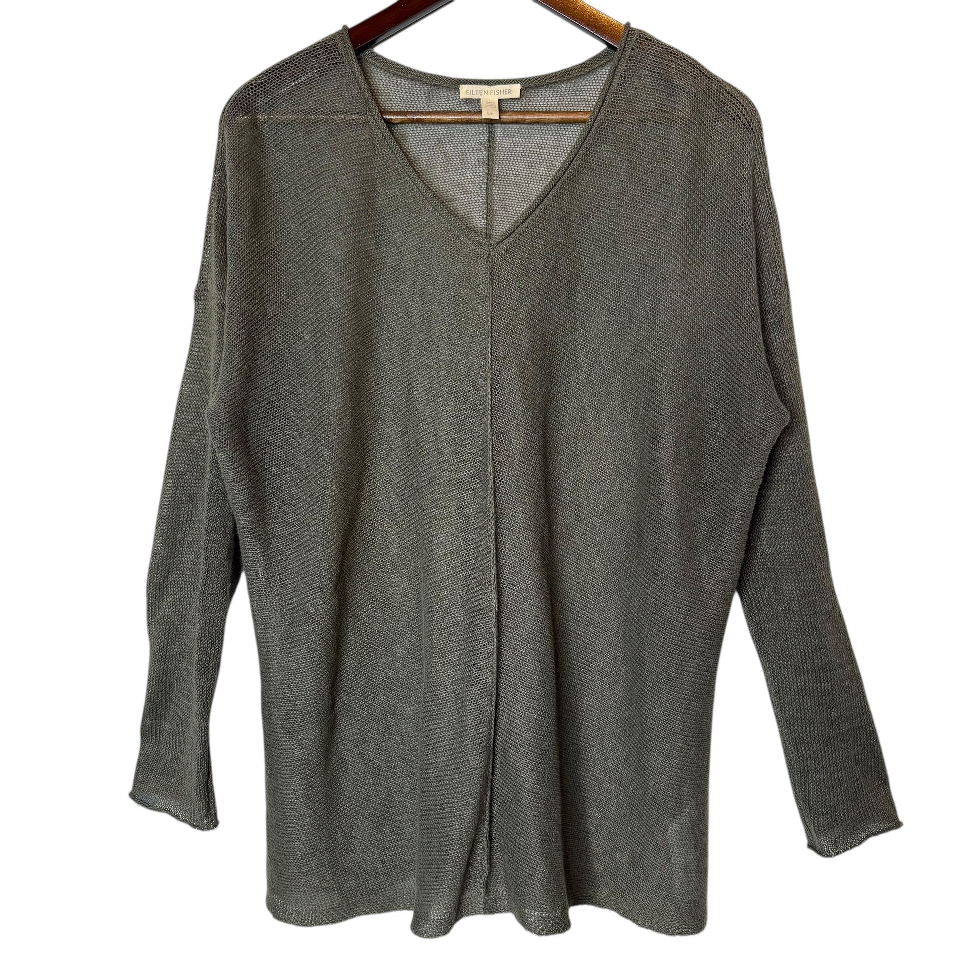 Eileen Fisher Women’s Green Linen Sweater