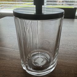 Crate And Barrel Large Ribbed Glass Canister Model #434-421