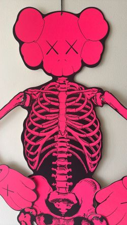 KAWS Companion Tan Skelton Screen Print On Cardboard