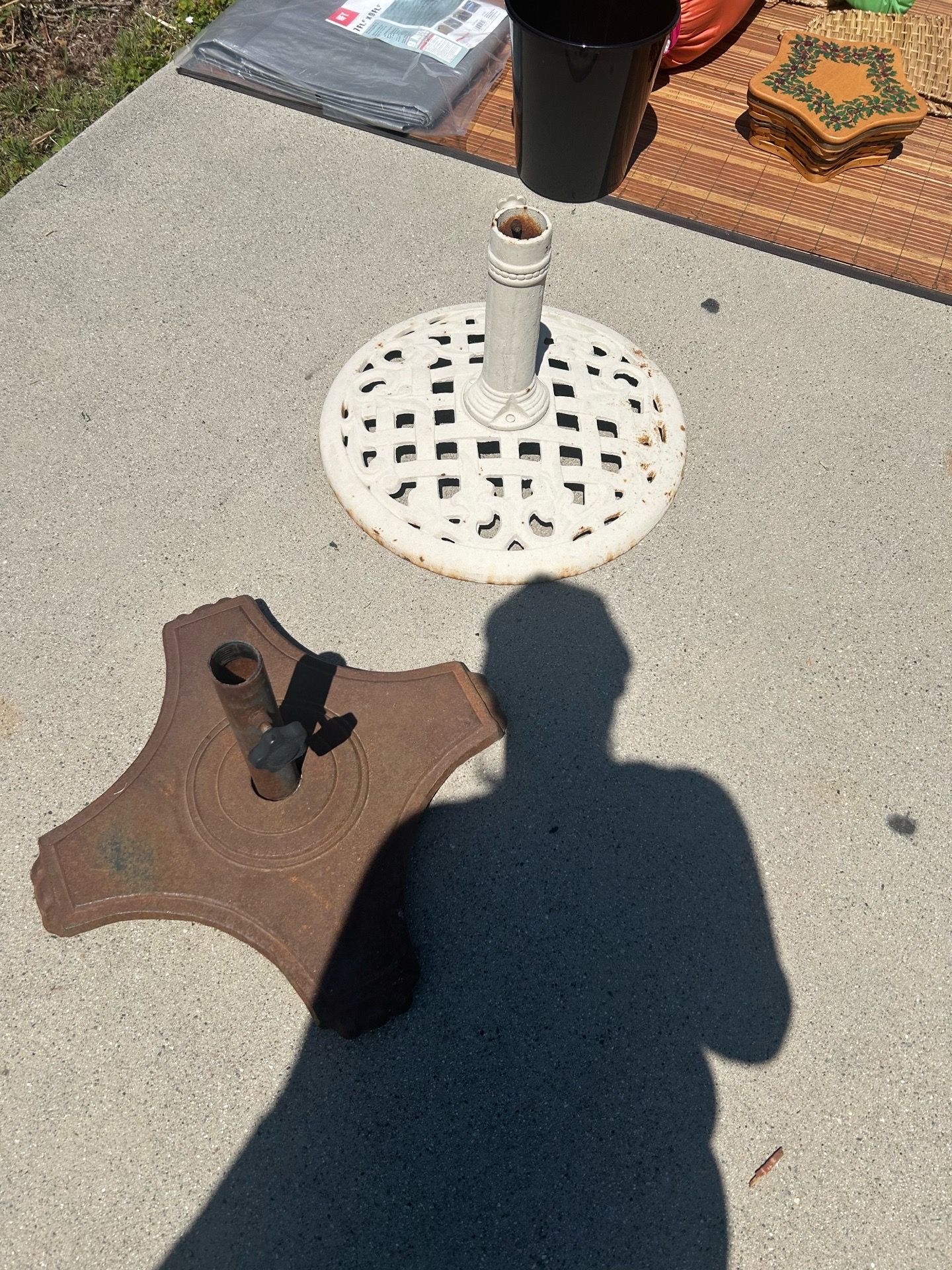 Vintage Patio cast Iron Umbrella holders $25