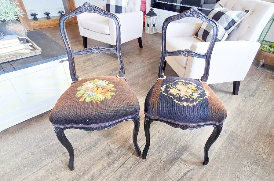 Gorgeous Freshly Painted And Re-upholstered Vintage Chairs