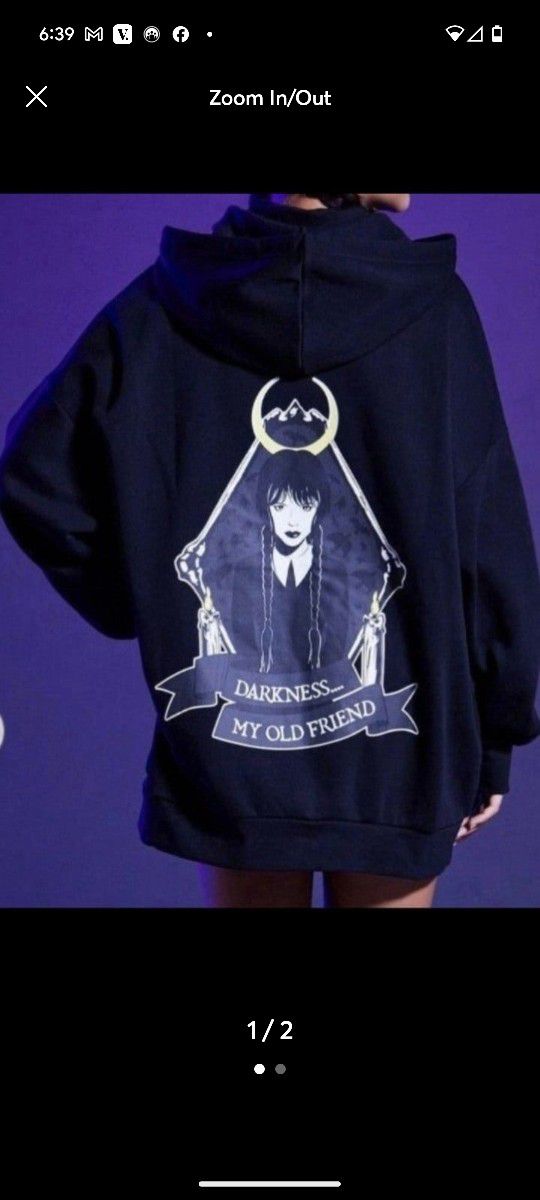 Wednesday Addams Oversized Hoodie Jacket Sz XS