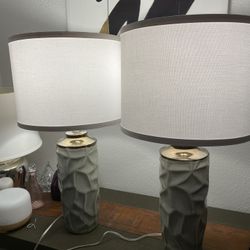2 Large Ceramic Olive Color Lamps 