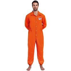 Spooktacular Creations Orange Prison Jumpsuit Men, Prison Costume Adult For Halloween Costumes With Name Tag (Small)