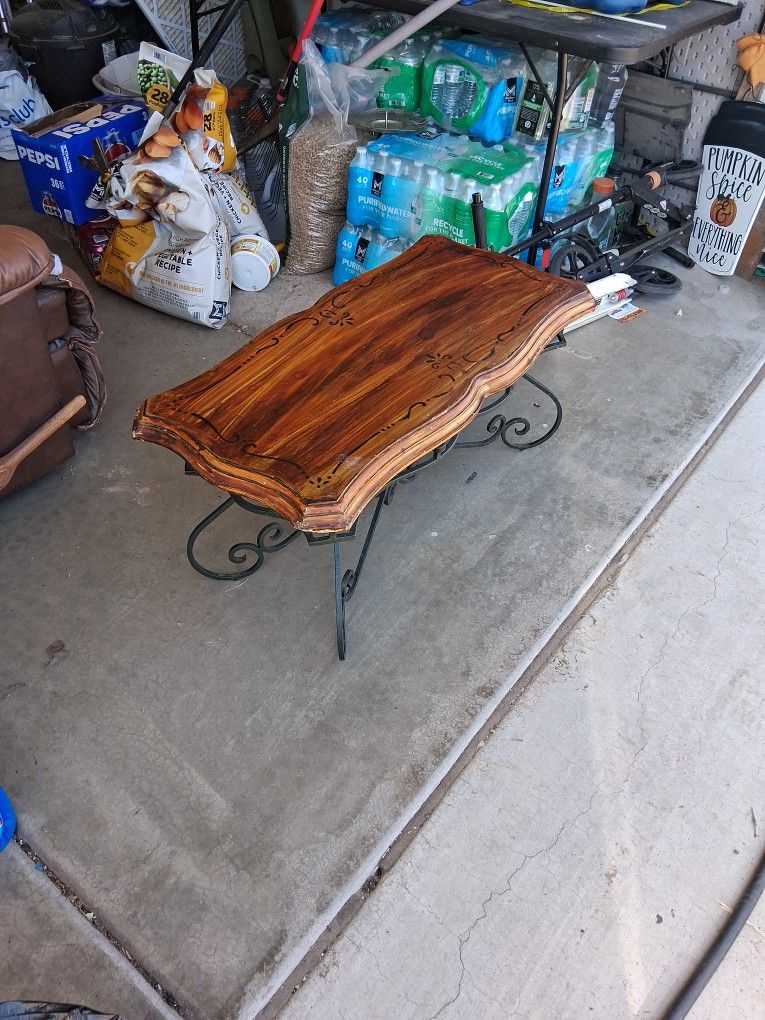 Rod Iron Mahogany Coffee Table