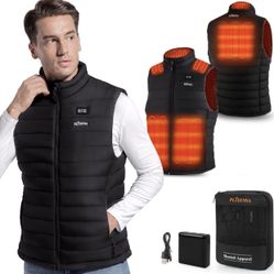 PLIDINNA Men's Heated Vest Lightweight Warm Jacket With Battery Pack 7.4V Electric Heating Vest for Hunting/Fishing