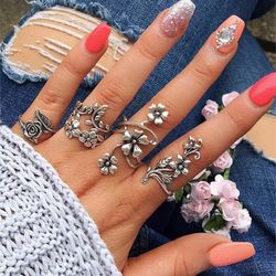 Silver 4 Piece Ring Set