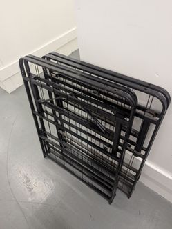 Set of 2 Folding Metal Platform Bed Frames — Twin Size Black (No Box Spring Needed)