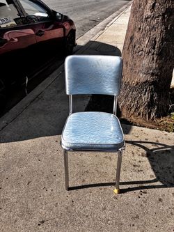 Vintage 1950s Virtue Bros. Chrome Dining Chair - Blue Cracked Ice Vinyl