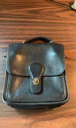 Black leather handbag