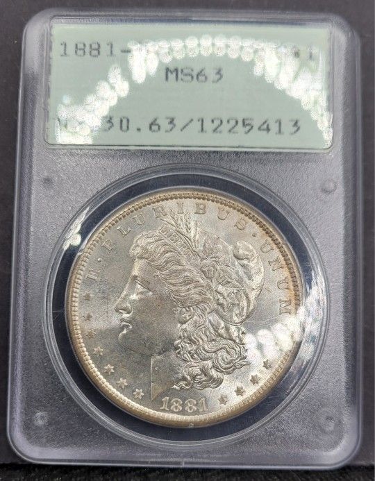 1881-S $1 Morgan Silver Dollar Graded MS-63 By PCGS "Rattler" Nice!