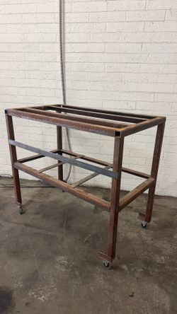 heavy-duty welded steel workbench frame on locking caster
