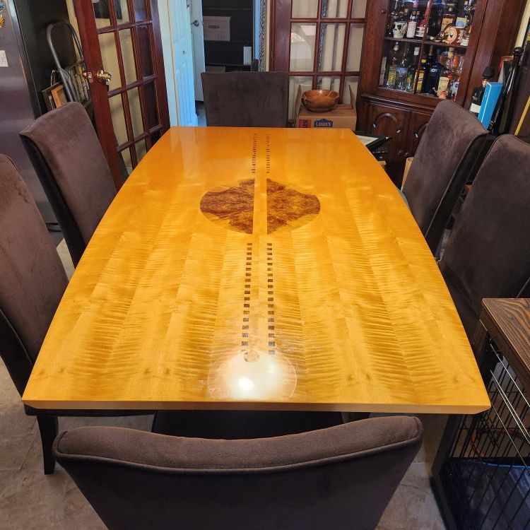 Beautiful Wood Inlay Dinning Table Scandinavian Modern 