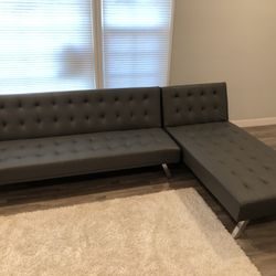 DARK GRAY COUCH/SECTIONAL/FUTON