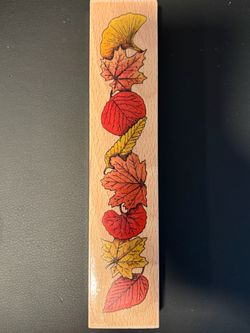 Fall Leaves Wooden Rubber Stamp