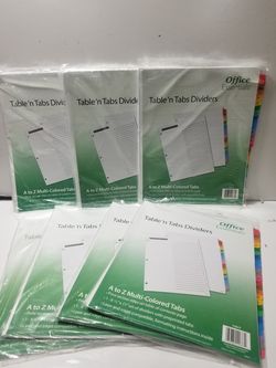 7 new Table 's Tabs Dividers. $60 value. $12 0nly