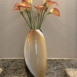 Tall Vase With Decorative Flowers