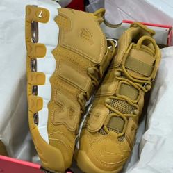 Nike Air More Uptempo flax Wheat Pippen Big air Wheat Mid-top Retro Basketball Shoes Men's and Women's Brown