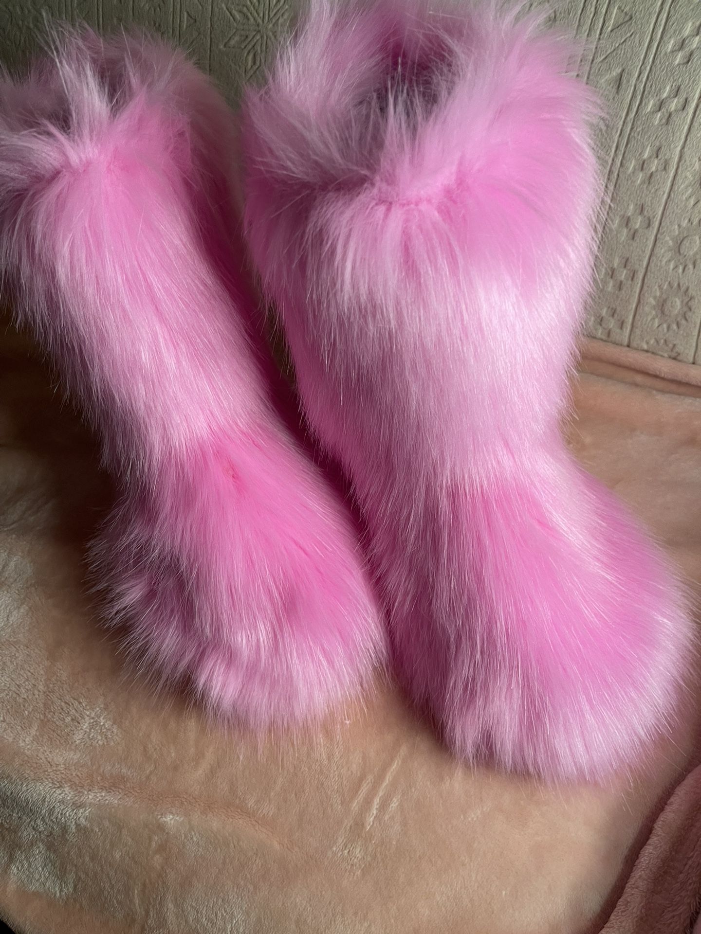 Pink Furry Boots New 