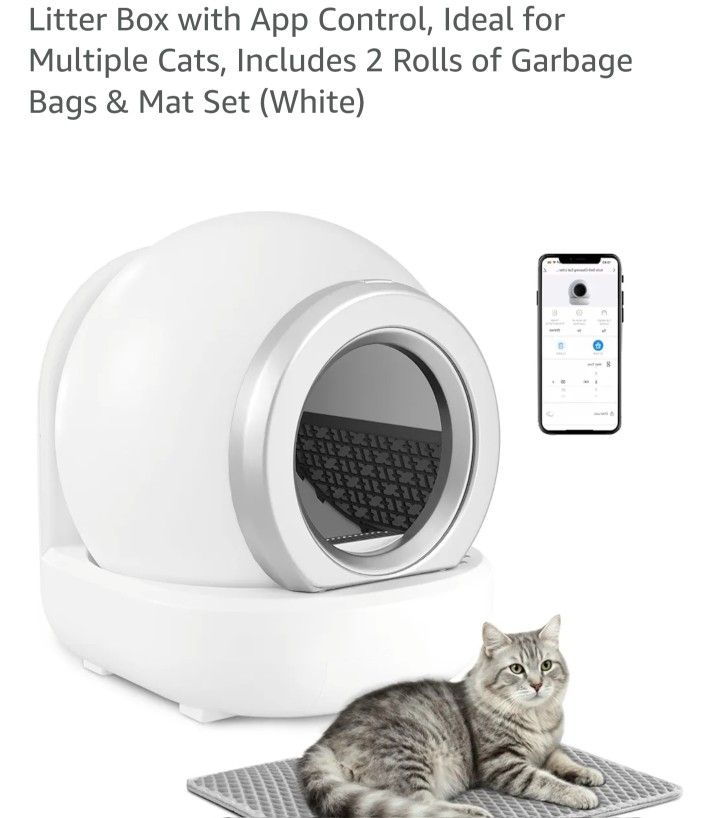 Automatic Self-Cleaning Litter Box With App Control Ideal For Multiple Cats