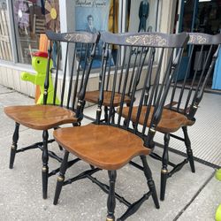 Set Of Four Signed Hitchcock Chairs