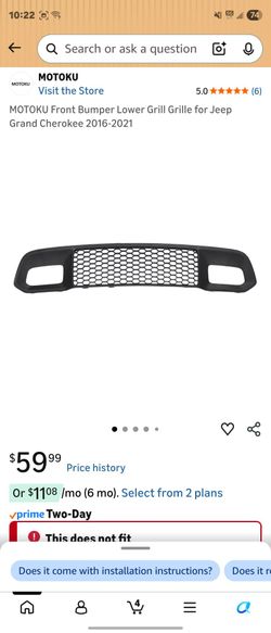 MOTOKU Front Bumper Lower Grill Grille for Jeep Grand Cherokee 2016-2021
