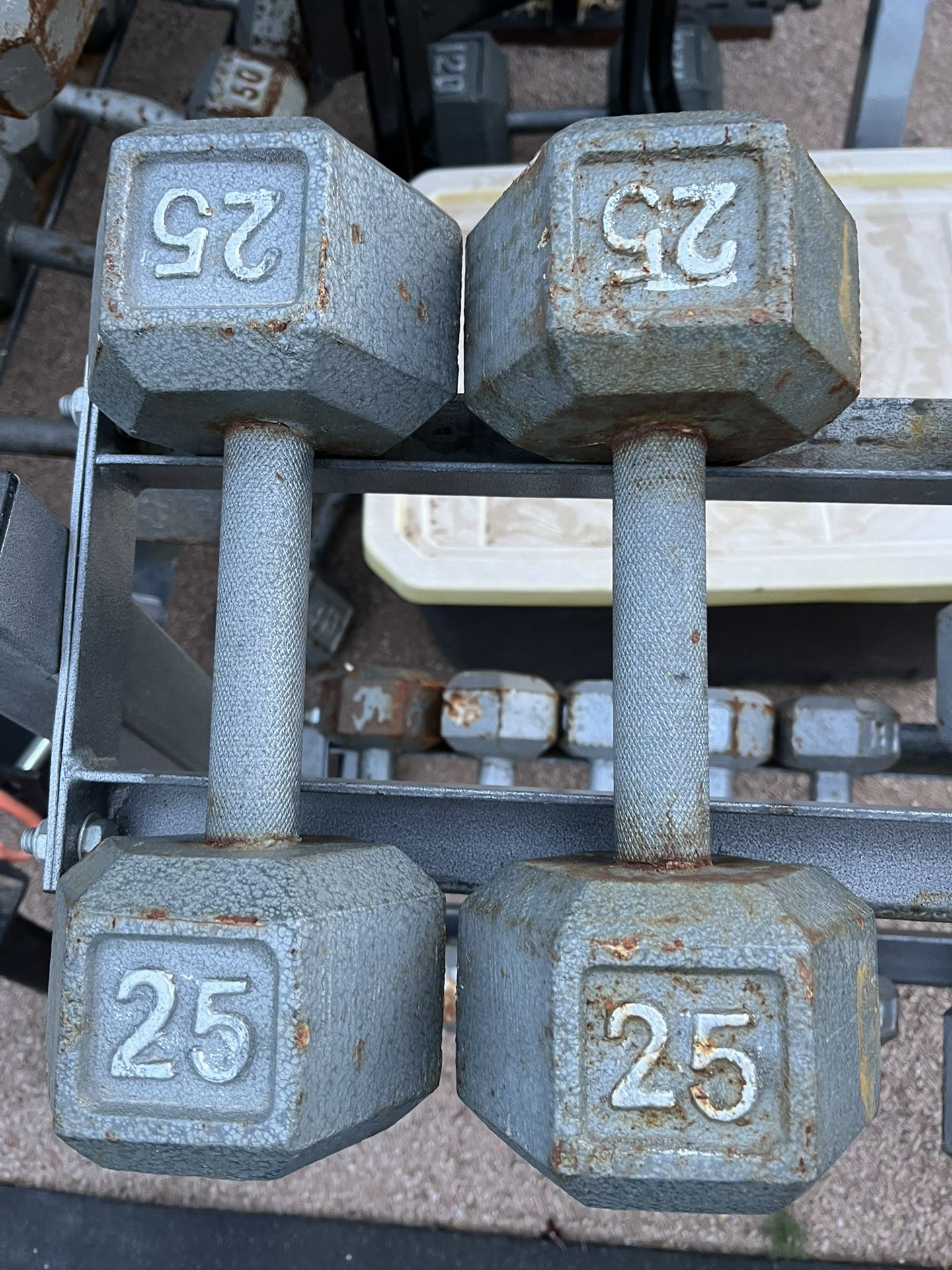 25lb Hex Iron Dumbbell Set Weights