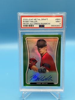 Bobby Miller 2020 Leaf Metal Draft Portrait Auto Green Rainbow 1/10 - PSA 9