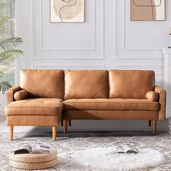 L Shaped Couch for Living Room,83" Mid Century Modern Sofa with Left Chaise,Suede Fabric 3-Seat Solid Wood Frame Couches for Apartment,Office and Smal