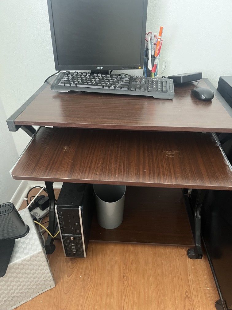 Small workplace desktop with office chair

