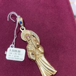 Santa Muerte Pendant 10K 