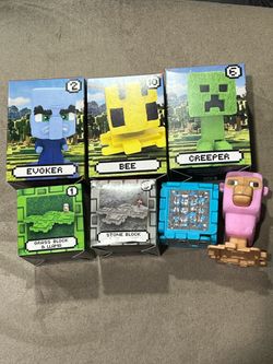 McDonald’s Minecraft lot of 7 Bee Sheep Creeper Evoker Stone grass block