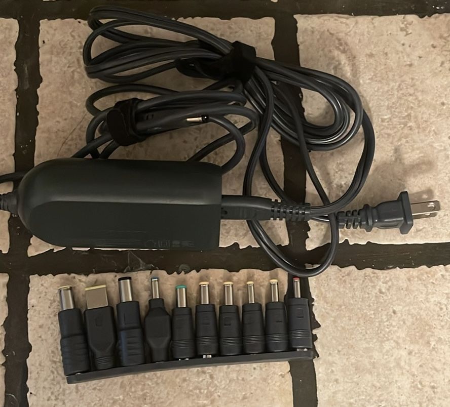 onn  Laptop Charger with 10 Interchangeable Tips, Power Cord, for HP, Dell, Lenovo, Grey