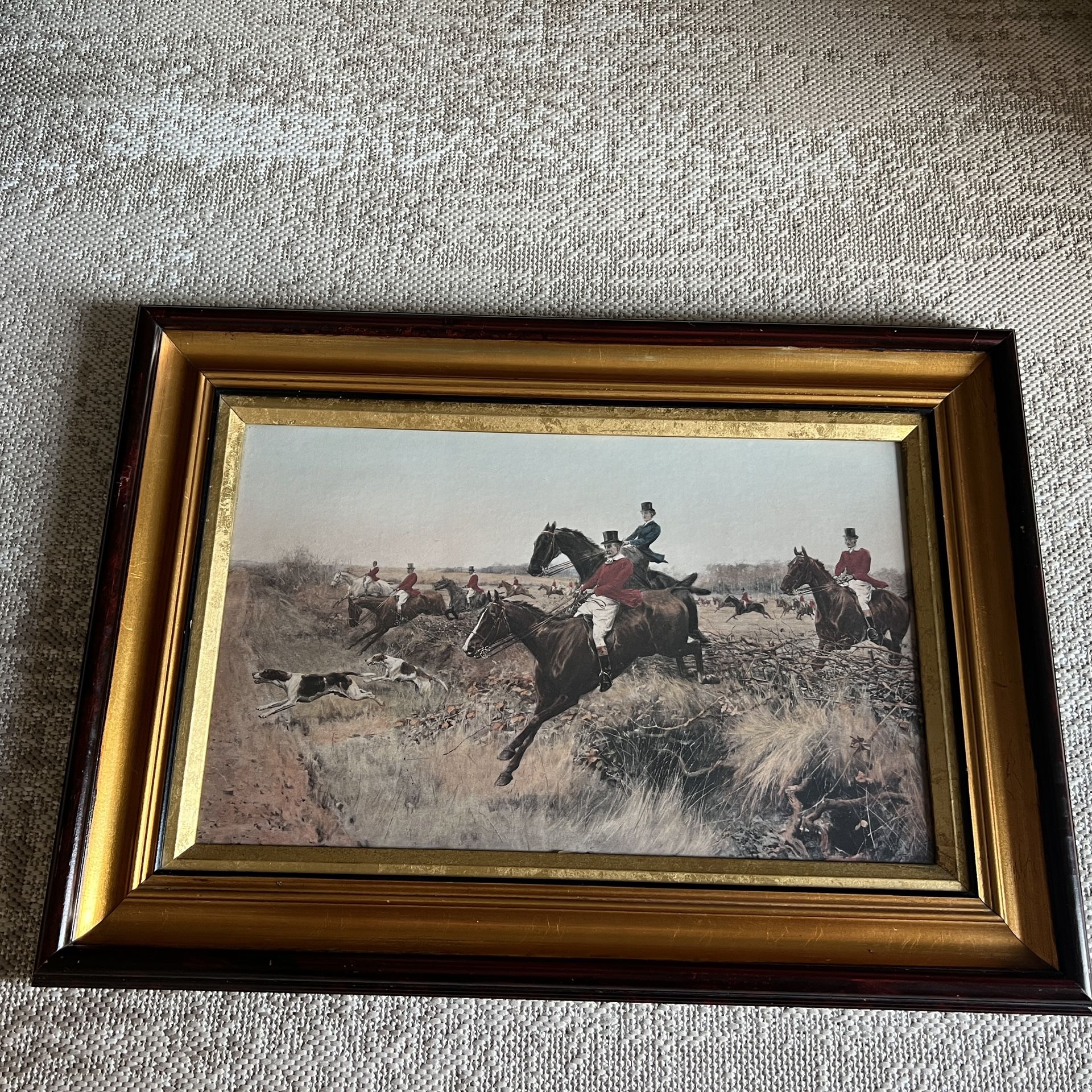 Vintage T. Blinks Equestrian Fox Hunting Print – Framed Country Scene – Gold Frame – 1987 (price Negotiable)