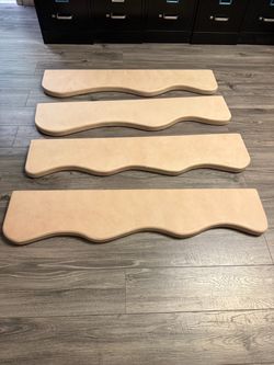 Set of 4 Beige Wavy Floating Wall Shelves – Modern Organic Design
