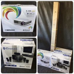 4K LED smart projector and Surroundsound and projector screen