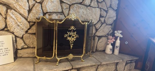 Vintage Fireplace Brass 3 panel