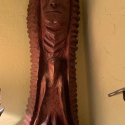 Hand carved Indian Chief head and eagle