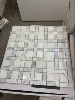 Manchester Plaid Polished Marble Mosaic 12”x12”