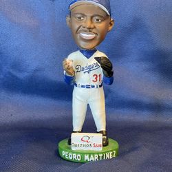 Pedro Martinez Rare Autographed Dodger Bobblehead. PSA Witnessed COA 