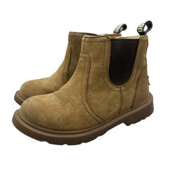 UGG Bolden Big Kid's Size 11 US Brown/Walnut Leather Waterproof Chelsea Boots