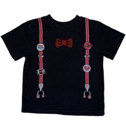 Toddler Boys 24 Months Heart Shirt Suspenders Short Sleeve Black