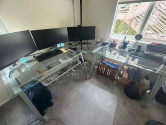 Modern 3-Piece Glass Corner Office Desk