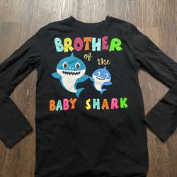 Boys Black Brother Of The Baby Shark Shirt Size XL Or 16 #12