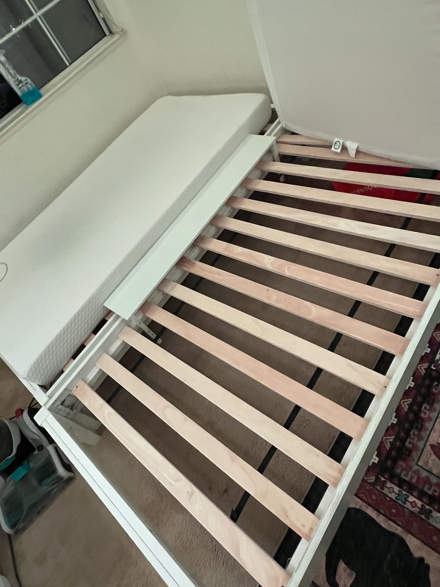 Two twin size beds comes along with the mattresses.