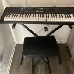 Casio Keyboard Ctx2400 With Folding Bech And Base